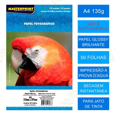 PAPEl FOTO GLOSSY 135GRS A4 - 50FOLHAS