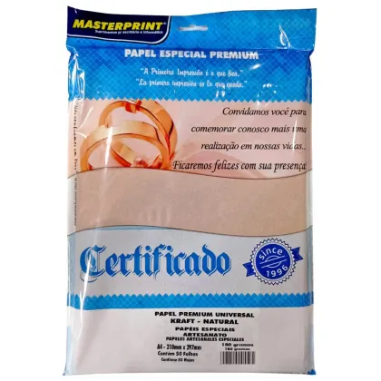 PAPEL KRAFT NATURAL 180GRS A4 - 50FOLHAS