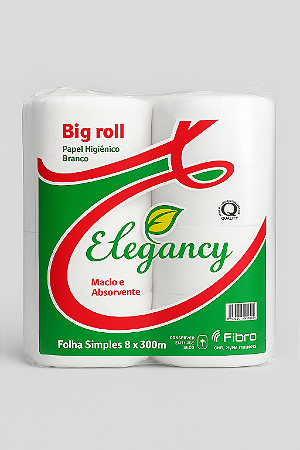 PAPEL HIGIENICO ELEGANCY BR 300X0,09 FD C/08
