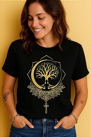 Camiseta Árvore Bodhi Preta Premium | Presença Offline