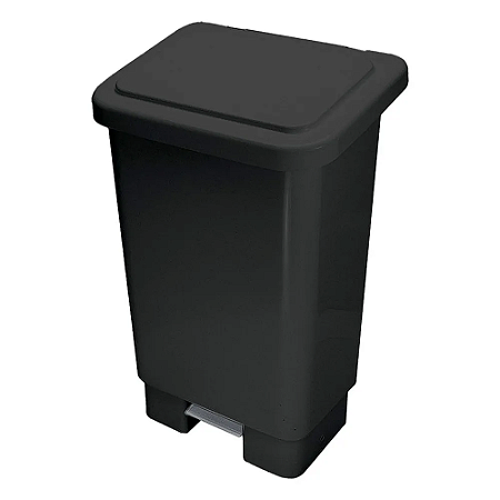 Lixieira Retangular com pedal e haste de ferro 50 Litros Preta
