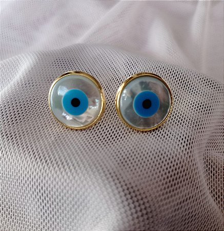 Brinco Olho Grego Protecao Banhado Ouro 18k Antialergico