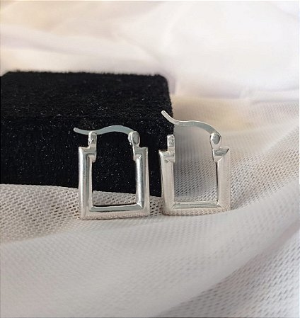 Brinco Argola Quadrada Prateada Antialergico