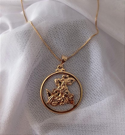 Gargantilha Sao Jorge Masculina Feminina Banhado Ouro 18k Antialergico