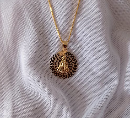 Gargantilha Nossa Senhora Delicada Banhado Ouro 18k Antialergico