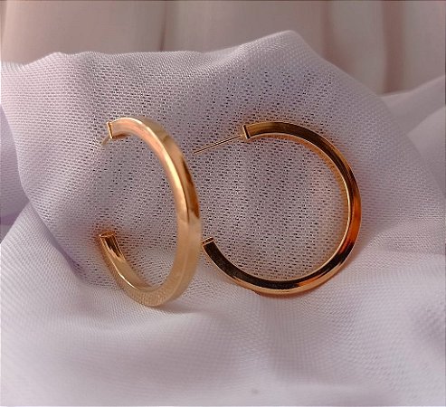 Brinco Argola Fio Quadrado Fino Banhado Ouro 18k Antialergico