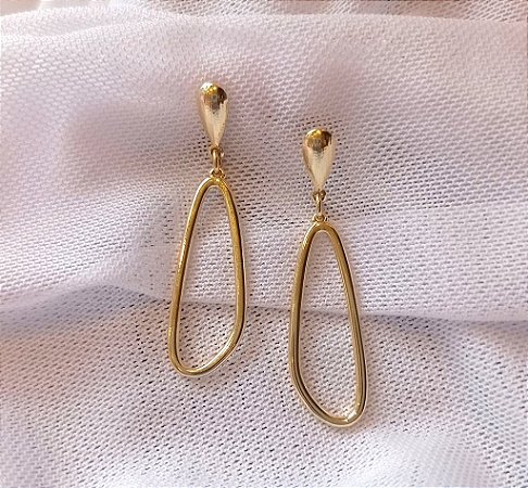 Brinco Gota Vazado Fino Banhado Ouro 18k Antialergico