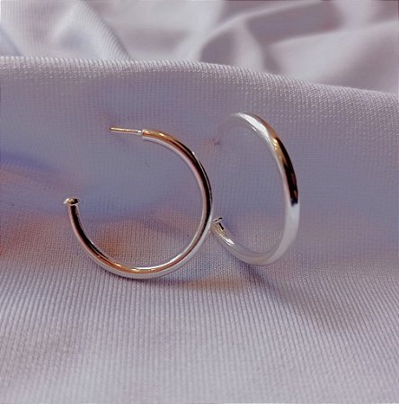 Brinco Argola Prateada Media Antialergico