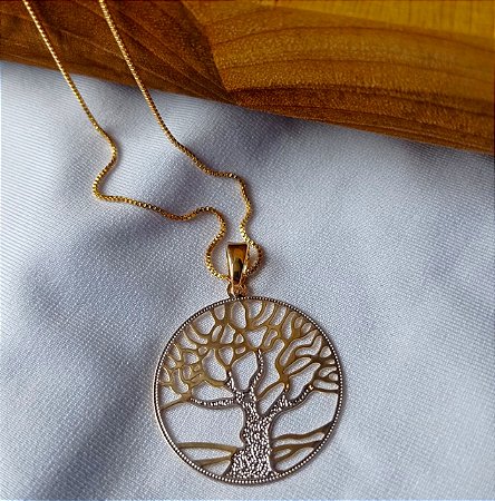 Gargantilha Arvore da Vida Delicada Banhado Ouro 18k Antialergico