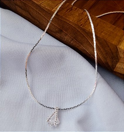 Gargantilha Ponto de Luz Prateado Zirconia Banhado Ouro 18k Antialergico