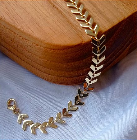 Pulseira Escama de Peixe Moderna Banhado Ouro 18k Antialergico