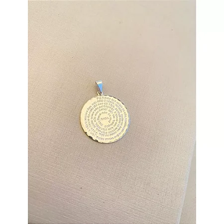 Pingente Medalha Pai Nosso Prata 925 Antialergico