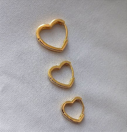 Trio Argolas com Coracao Banhado Ouro 18k Antialergico