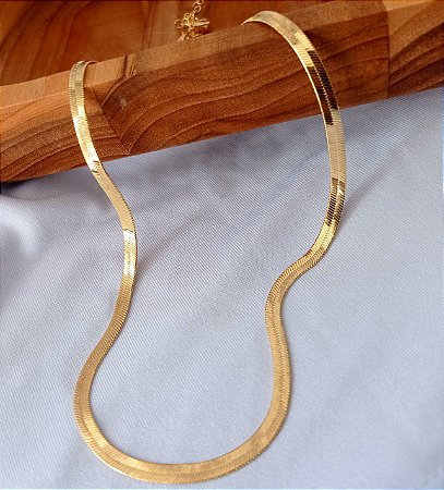 Corrente Malha Fita Estilo Moderna Banhado Ouro 18k Antialergico