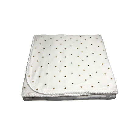 Manta Velvet Star Branca e Dourada