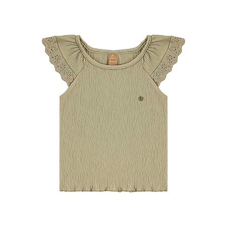 Blusinha Menina Básica Manga Verde Chá