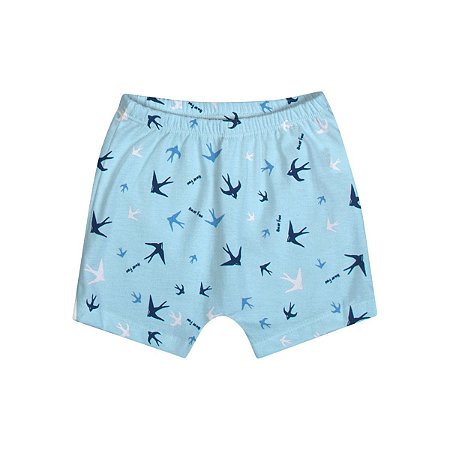 Bermuda Estampada Unissex Meia Malha Azul