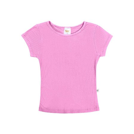 Blusa Básica Malha Canelada Rosa