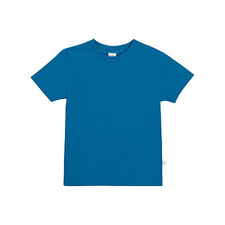 Camiseta Básica Manga Curta Unissex em Meia Malha Azul