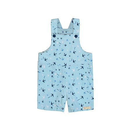 Jardineira Estampada Unissex Moletim Azul