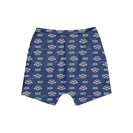 Bermuda Estampada Unissex Meia Malha Azul Marinho