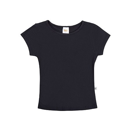 Blusa Básica Malha Canelada Preta