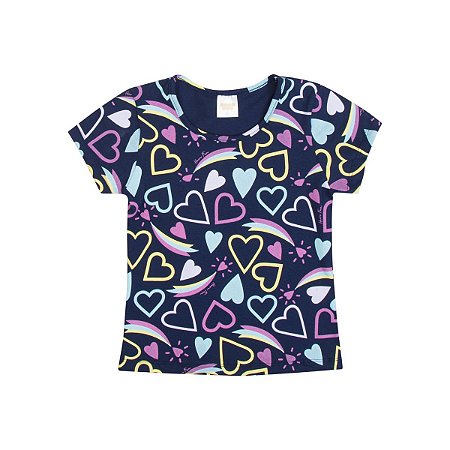 Blusa Estampada Cotton Azul Marinho