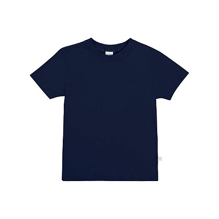 Camiseta Básica Manga Curta Unissex em Meia Malha Azul Marinho