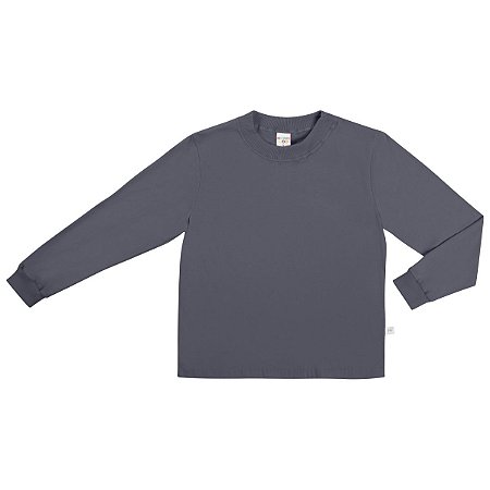 Camiseta Básica Manga Longa Unissex Meia Malha Cinza