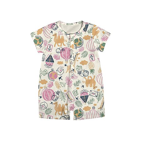 Banho de Sol Unissex Estampado Meia Malha Rosa