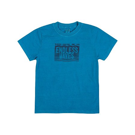 Camiseta Estonada Meia Malha Azul