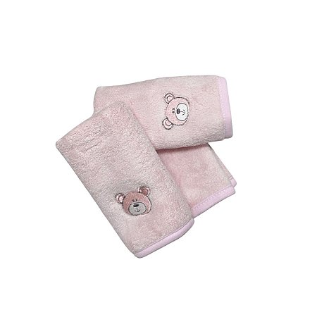 Kit Babita Power Sec com 3 babadores Urso Rosa