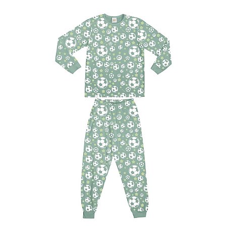 Pijama Estampado Camiseta Manga Longa e Calça Verde