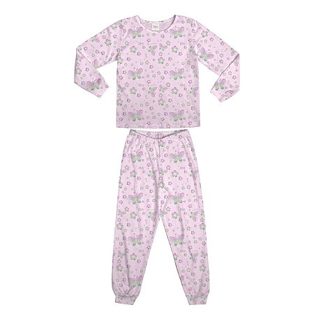 Pijama Estampado Meninas Meia Malha Rosa