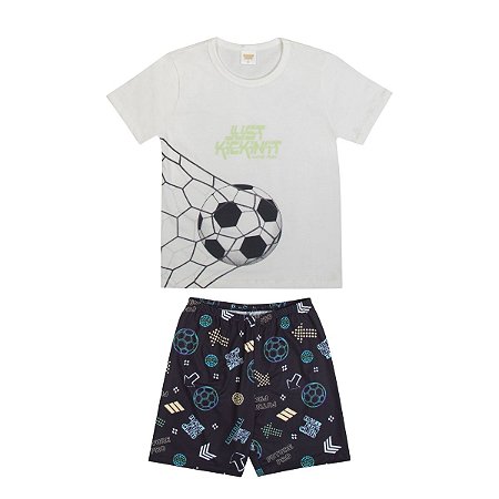 Pijama Just Kickin´it Camiseta Off White e Bermuda