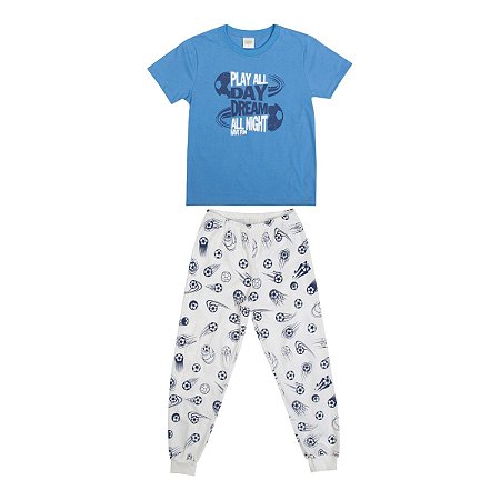 Pijama Play and Dreams Meia Malha Azul
