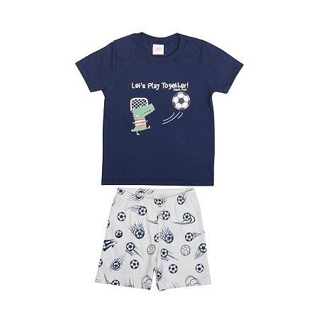 Pijama Play Together Meia Malha Azul Marinho