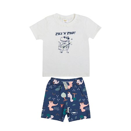 Pijama Rock ’N’ Roar Meia Malha Off White