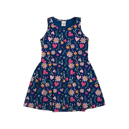 Vestido Regata Estampado Malha Térmica Sublimada Azul Marinho