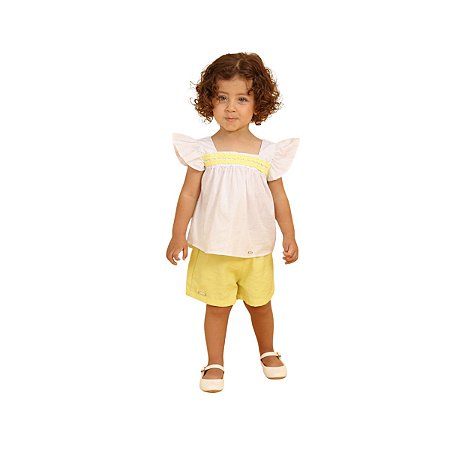 Conjunto Raio de Sol Blusa e Shorts Amarelo