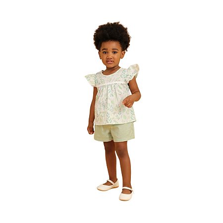 Conjunto Alecrim Blusa e Shorts Estampa Verde