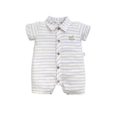 Macacão Curto Tricoline Masculino Azul