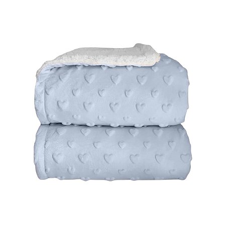 Cobertor Sherpan Hearts Azul Bebê