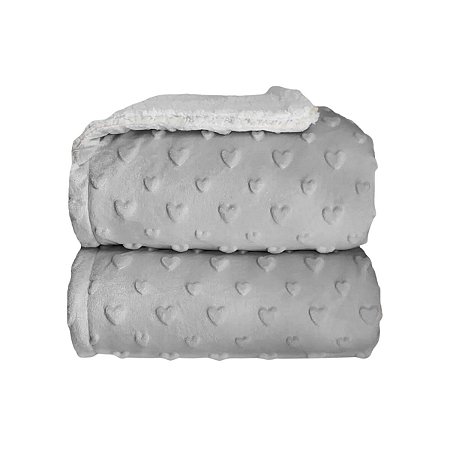 Cobertor Sherpan Hearts Cinza