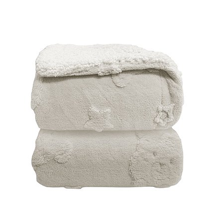 Cobertor Sherpan Relevo Urso Branco