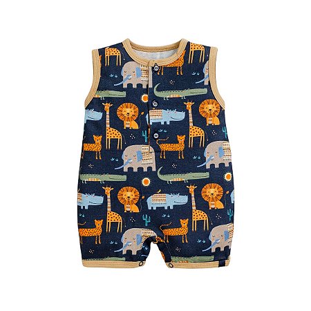 Macacão Regata Suedine Safari Masculino Azul Marinho