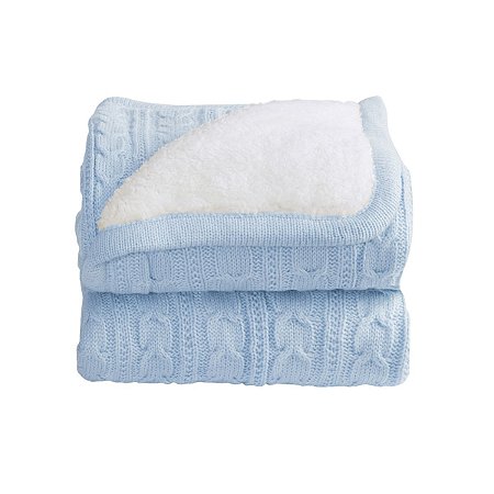 Manta Cobertor Sherpan Fio Azul Bebê