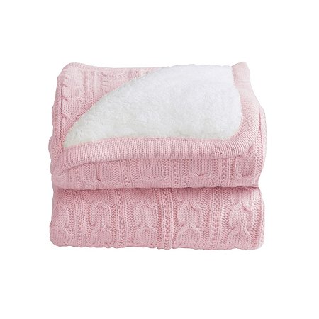 Manta Cobertor Sherpan Fio Rosa Bebê