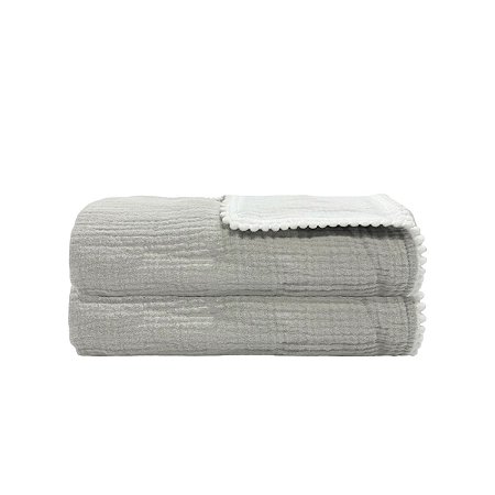 Manta Gaze Poms Dupla Face Cinza