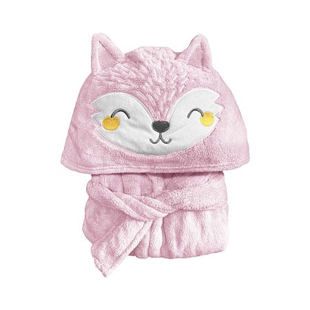Roupão Power Sec Animado Raposa Rosa